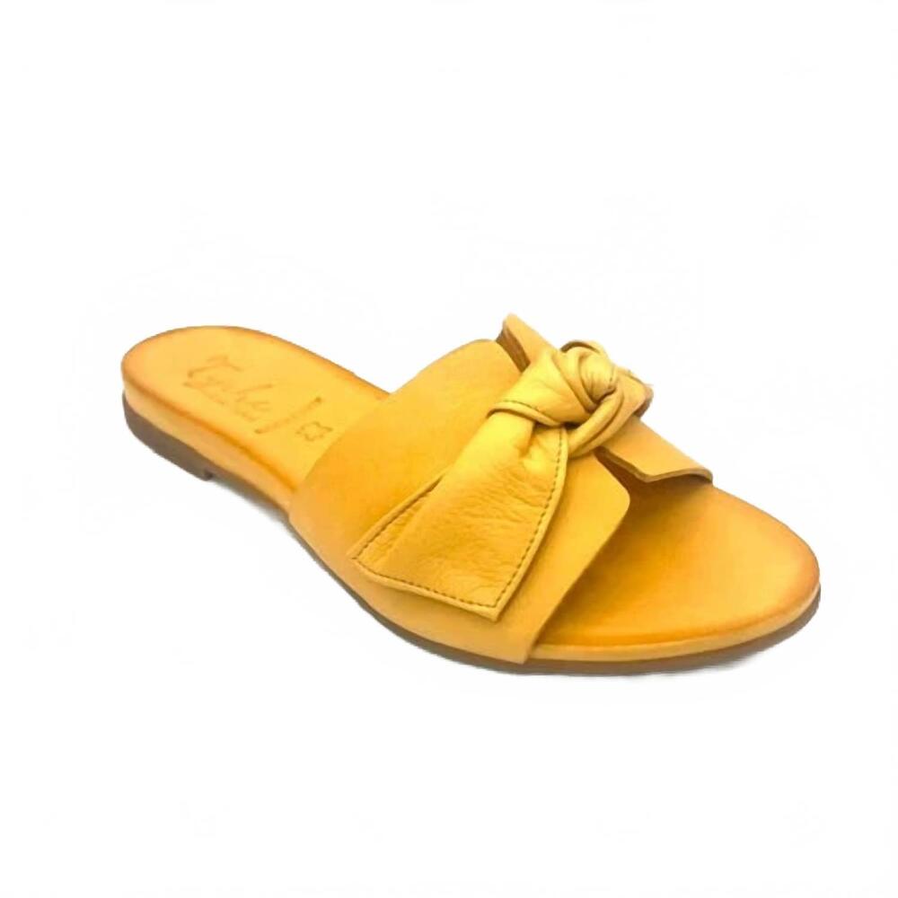 NEW TYCHE women's blossom slide sandal in mustard